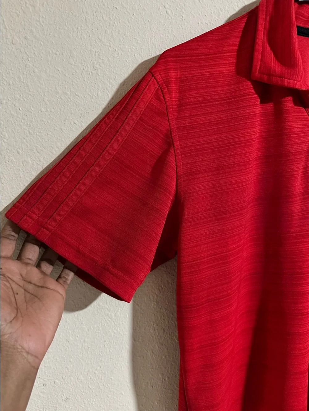 adidas Men’s Red Short-Sleeve Button-Down Polo-Climalite